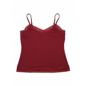 Ann Taylor Womens Y2K Lace Trim Cami Size M Brown Preppy 90S Stretch Layers